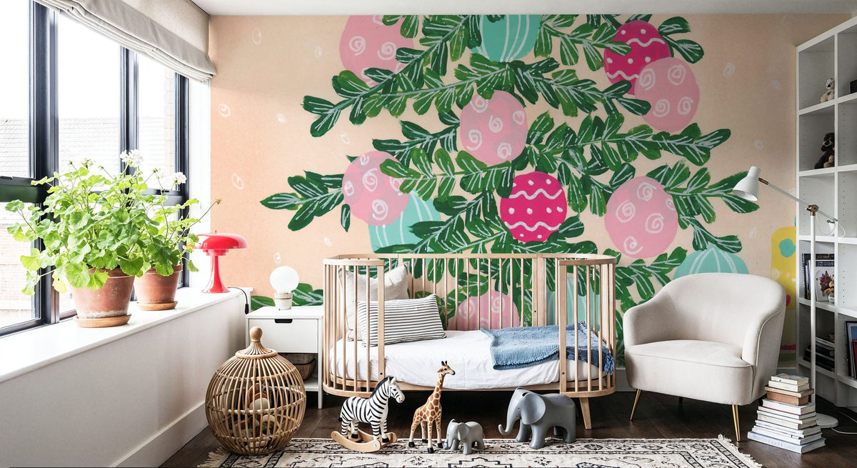 Happy Christmas Tree Mural Wallpaper - room preview 03