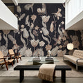 Tulips & Birds, Midnight Mural Wallpaper - room preview 03