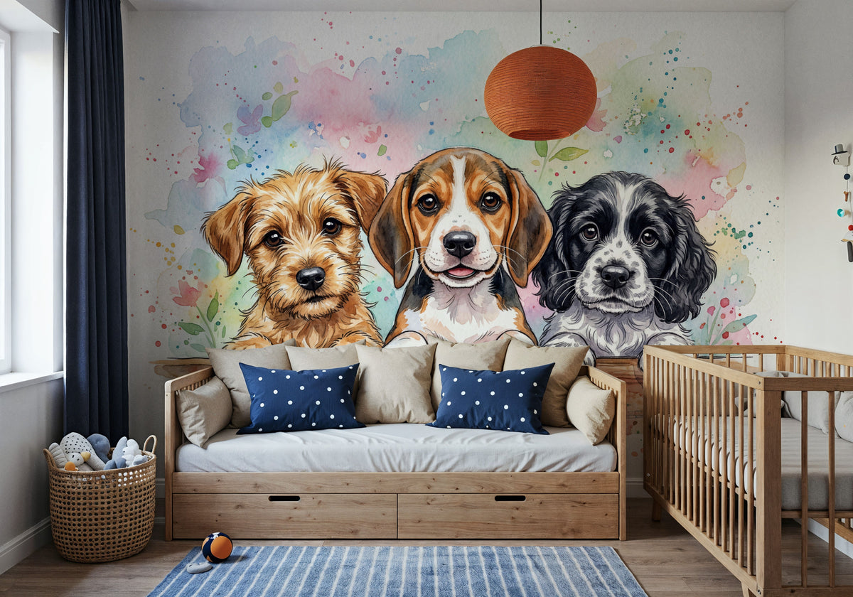 Puppies - Cute Baby Animals Series Mural Wallpaper - room preview 03