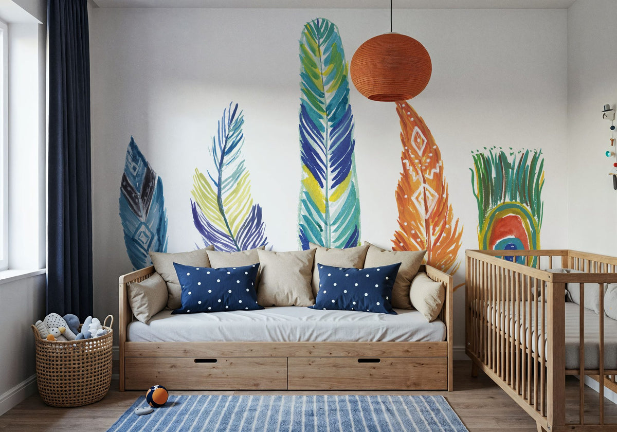 Rainbow Feathers III Mural Wallpaper - room preview 03