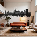 Linz Austria Skyline Black & White Mural Wallpaper - room preview 03