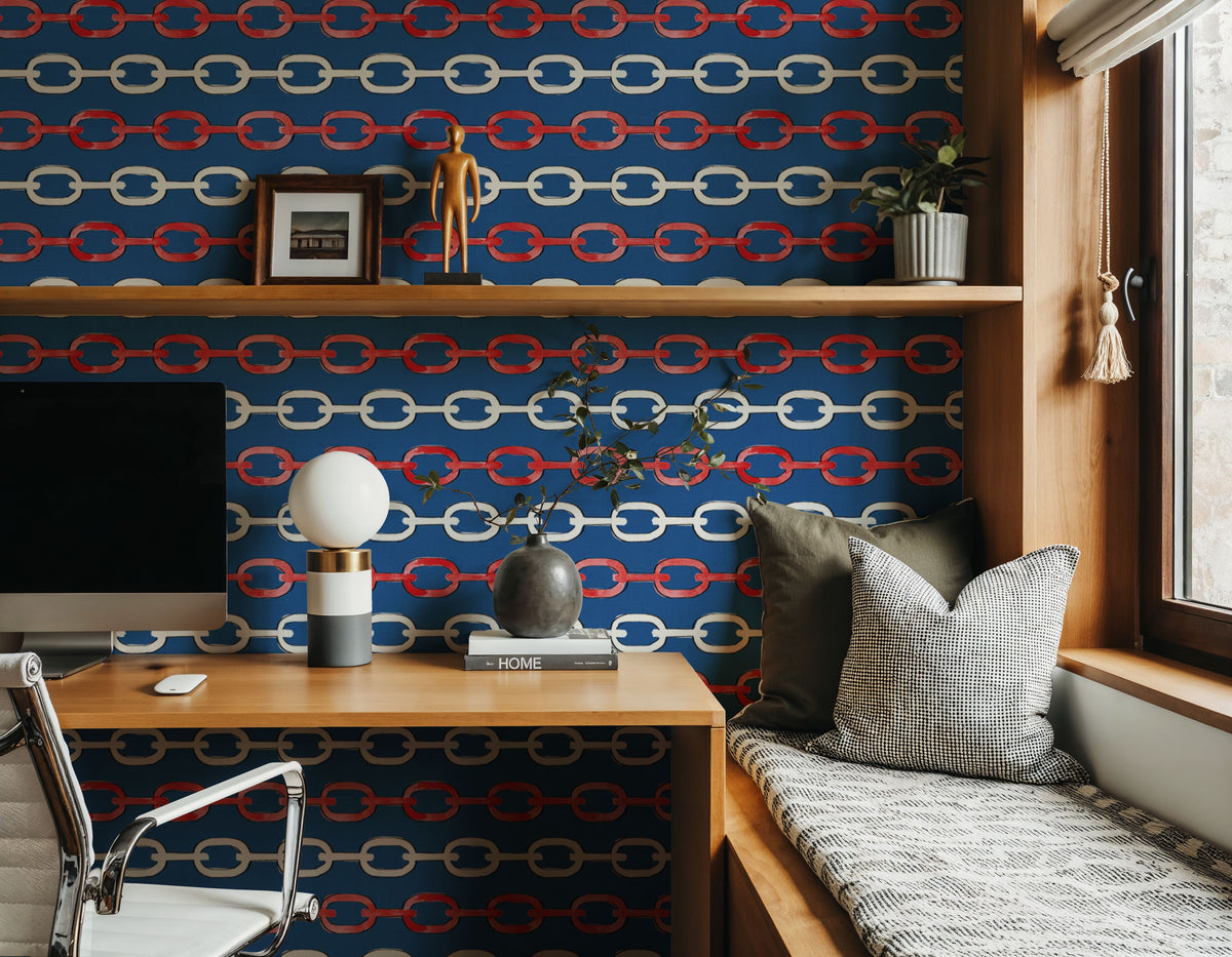 Seafood Shanty Blue V Mural Wallpaper - room preview 03