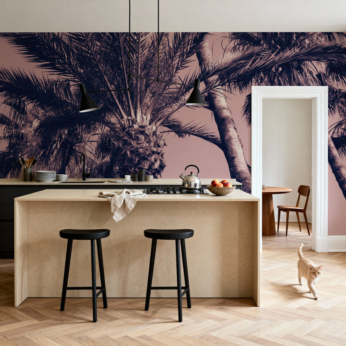 Pink Palms II Mural Wallpaper - room preview 03