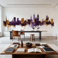 St Gallen Switzerland Skyline Purple & Gold Mural Wallpaper - room preview 03