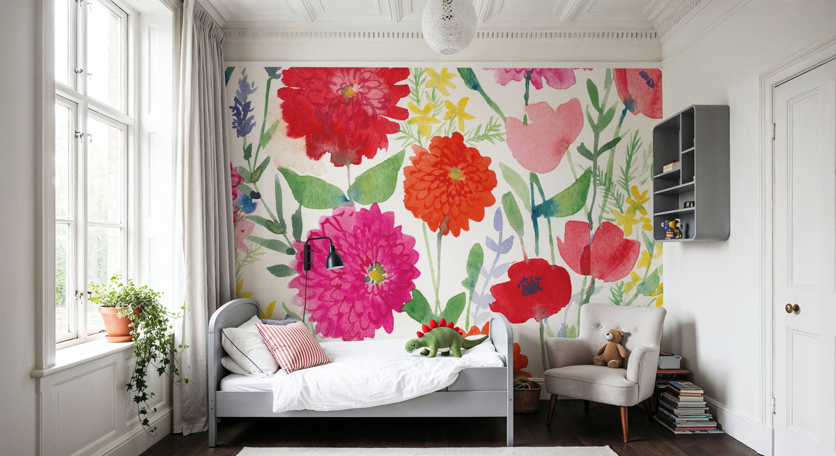 August Flowers Mural Wallpaper - room preview 03