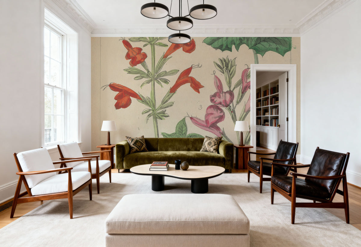 Salvia Florals I Mural Wallpaper - room preview 03