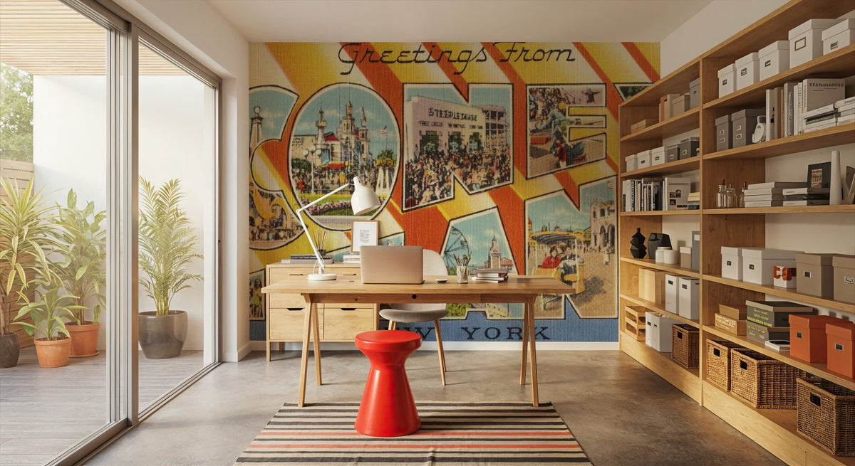 Greetings From Coney Island Mural Wallpaper - room preview 03