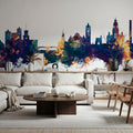 Nashua New Hampshire Skyline Blue & Bronze Mural Wallpaper - room preview 03