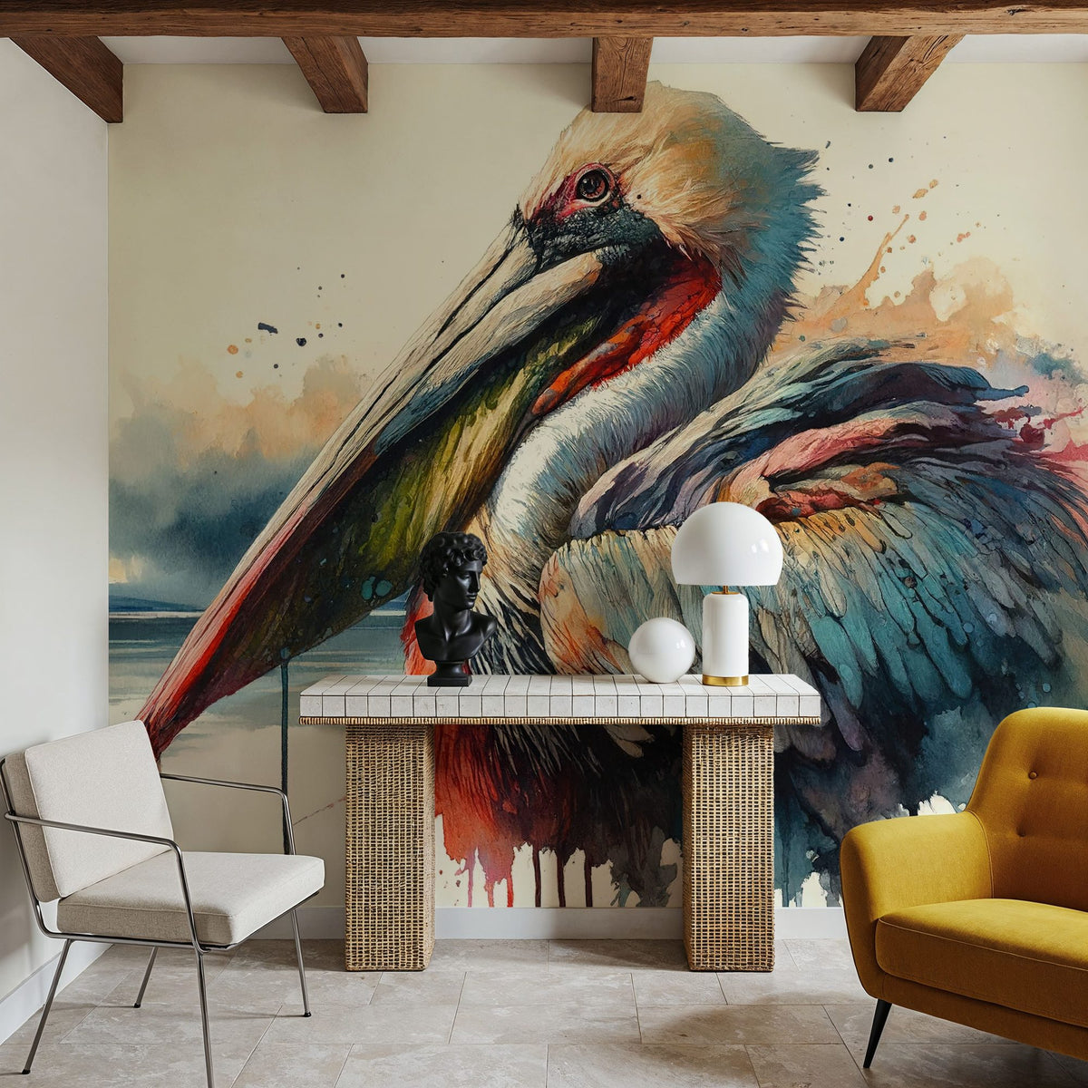 Sovereign Gaze of the Coastal Sentinel Mural Wallpaper - room preview 03
