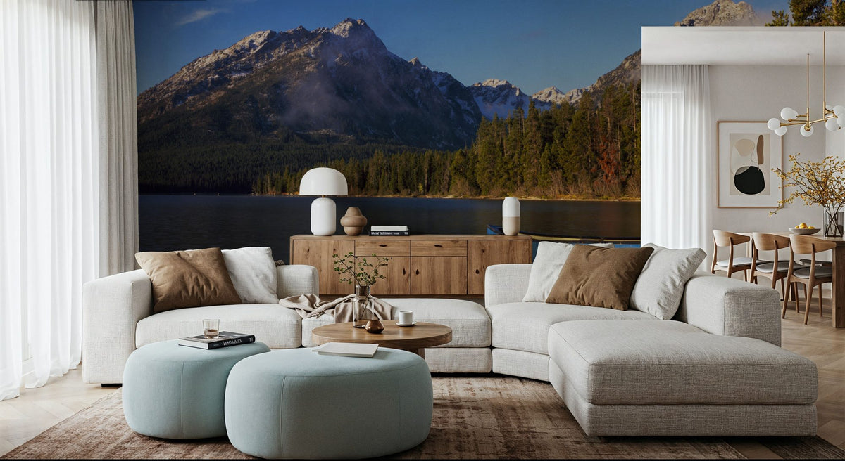 Mountain Lake Canoe Mural Wallpaper - room preview 03