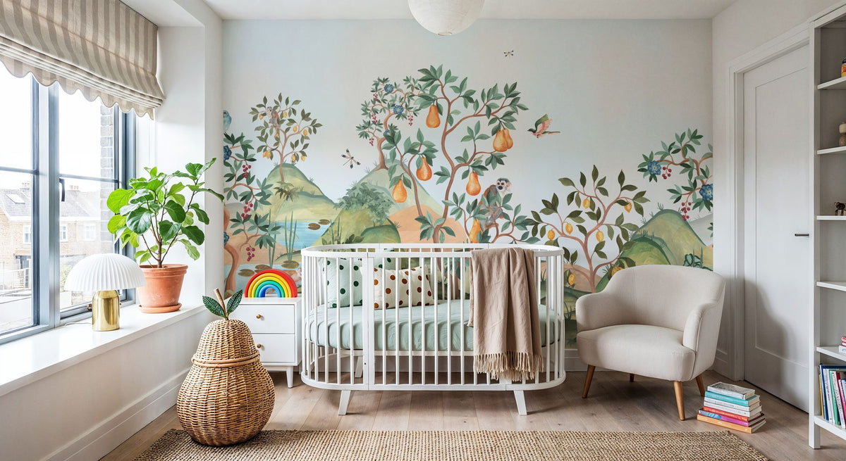 Orchard Reverie, Sky Blue Mural Wallpaper - room preview 03