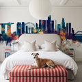 Singapore Skyline Blue & Bronze Mural Wallpaper - room preview 03