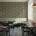 Flutterby Flowers Brown Mural Wallpaper - room preview 03
