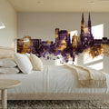 Uppsala Skyline Purple & Gold Mural Wallpaper - room preview 03
