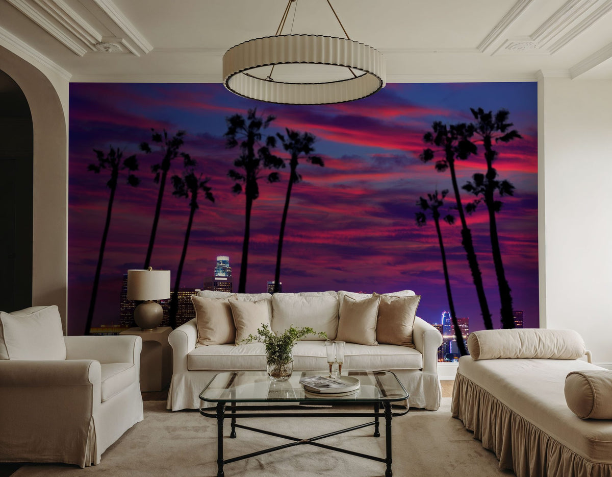 Palm Trees Downtown Mural Wallpaper - room preview 03