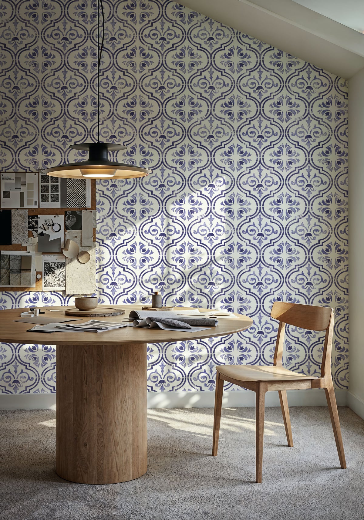 Botanical Blue Tiles Mural Wallpaper - room preview 03
