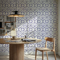 Botanical Blue Tiles Mural Wallpaper - room preview 03