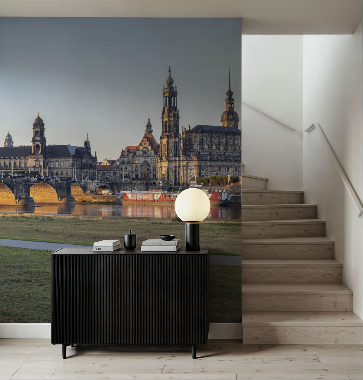 Golden Bridge Reflection Mural Wallpaper - room preview 03
