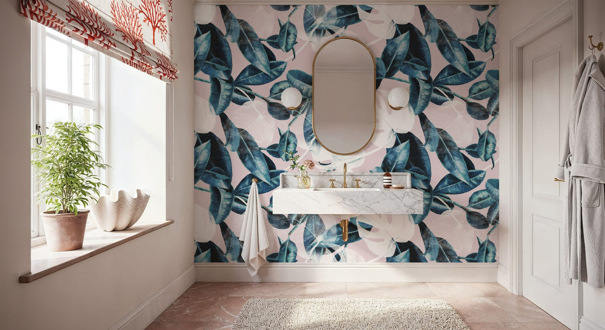 Pink Leaves Mural Wallpaper - room preview 03