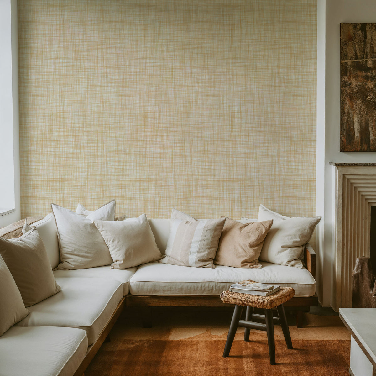 Mottled Linen Effect, Citrus Mural Wallpaper - room preview 03