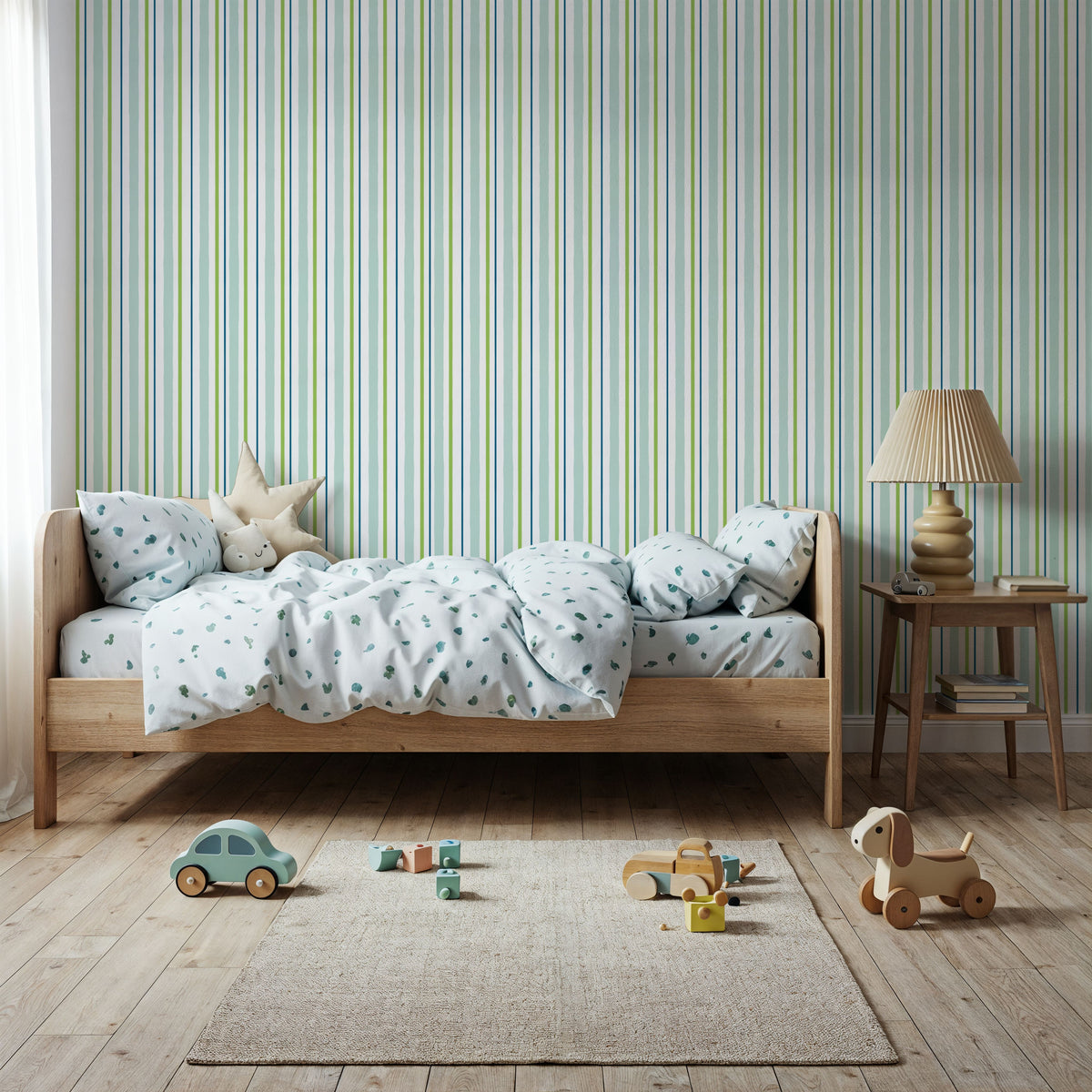 Kala Lines Light Blue Mural Wallpaper - room preview 03