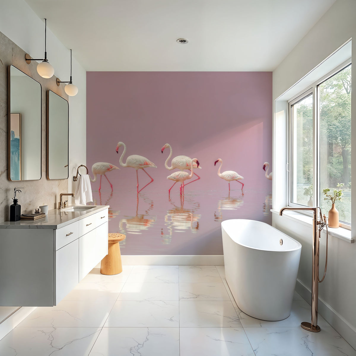 Flamingos Mural Wallpaper - Purple Tone - room preview 03