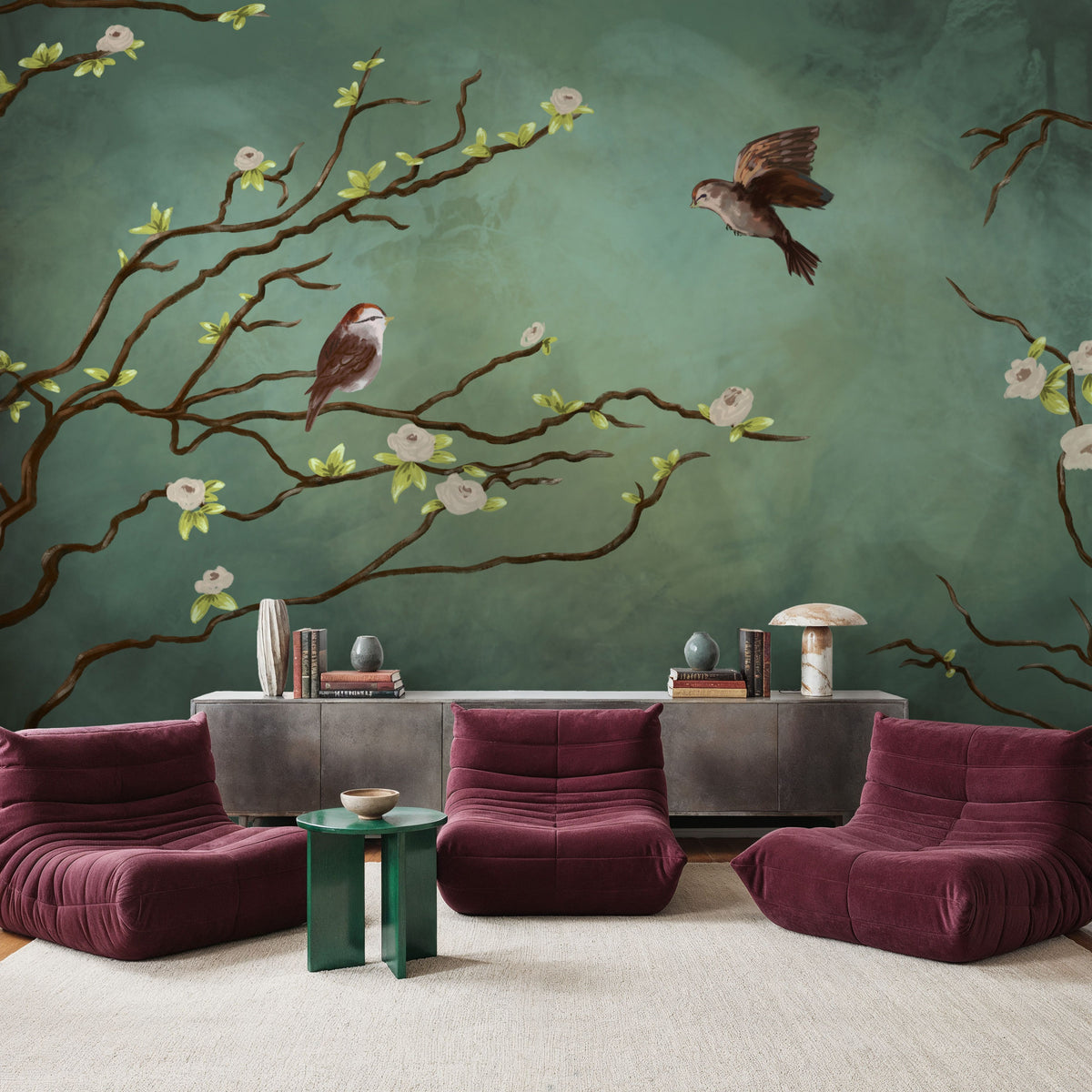 Pretty Birds in Love Mural Wallpaper - room preview 03