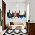 Zaragoza Spain Skyline Blue & Bronze Mural Wallpaper - room preview 03