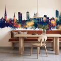 Preston England Skyline Blue & Bronze Mural Wallpaper - room preview 03