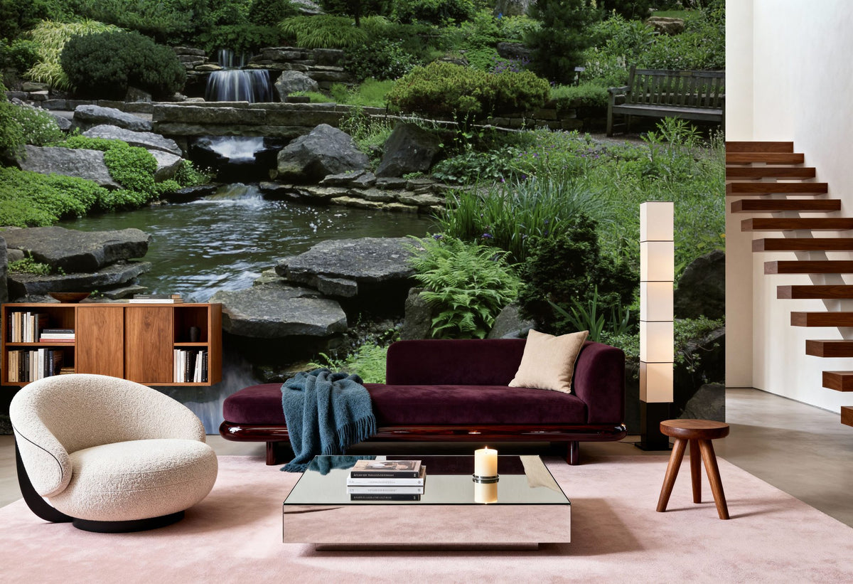 Tranquil Garden Cascade Mural Wallpaper - room preview 03