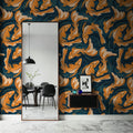 Koi Fish, Ocean Blue Mural Wallpaper - Red Tone - room preview 03