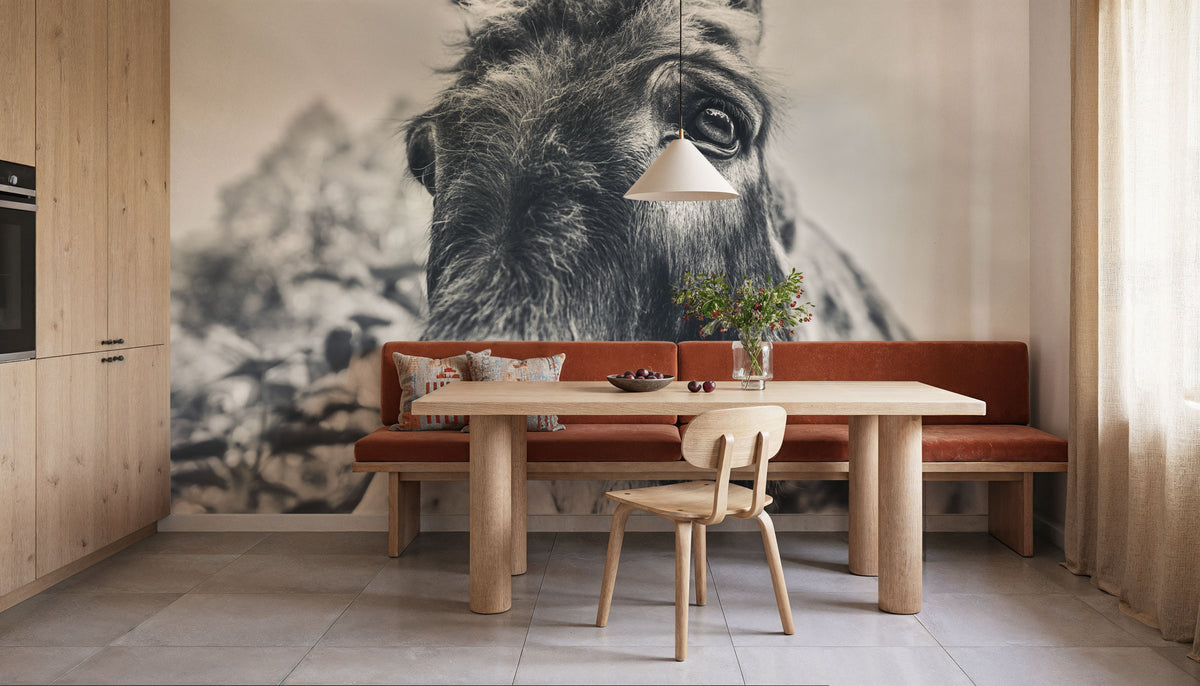Donkey Pasture BW Mural Wallpaper - room preview 03