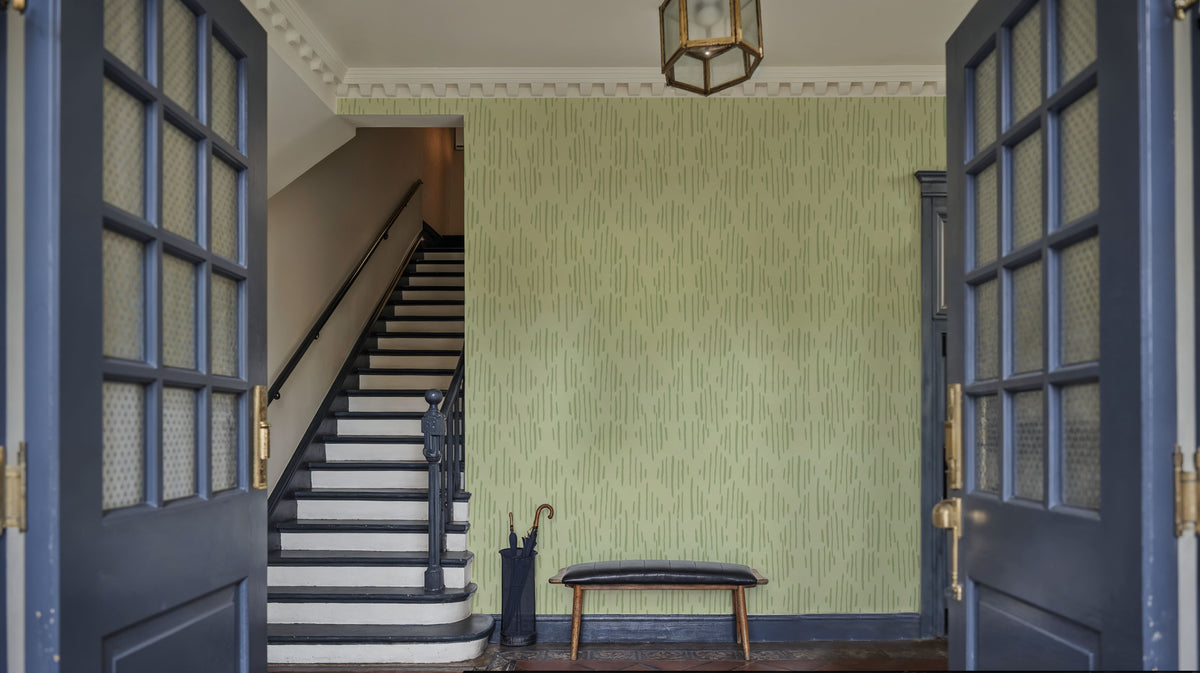 Macrame Lines Green Mural Wallpaper - room preview 03