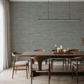 Faux Grasscloth with Visible Seams, Stone Grey Mural Wallpaper - room preview 03