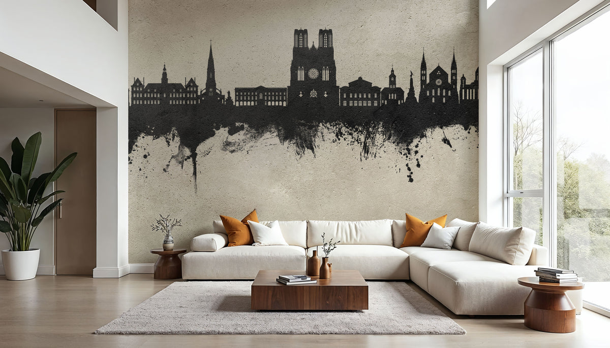Reims France Skyline Concrete Mural Wallpaper - room preview 03
