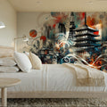 Watercolor Skyline Tokyo I Mural Wallpaper - room preview 03