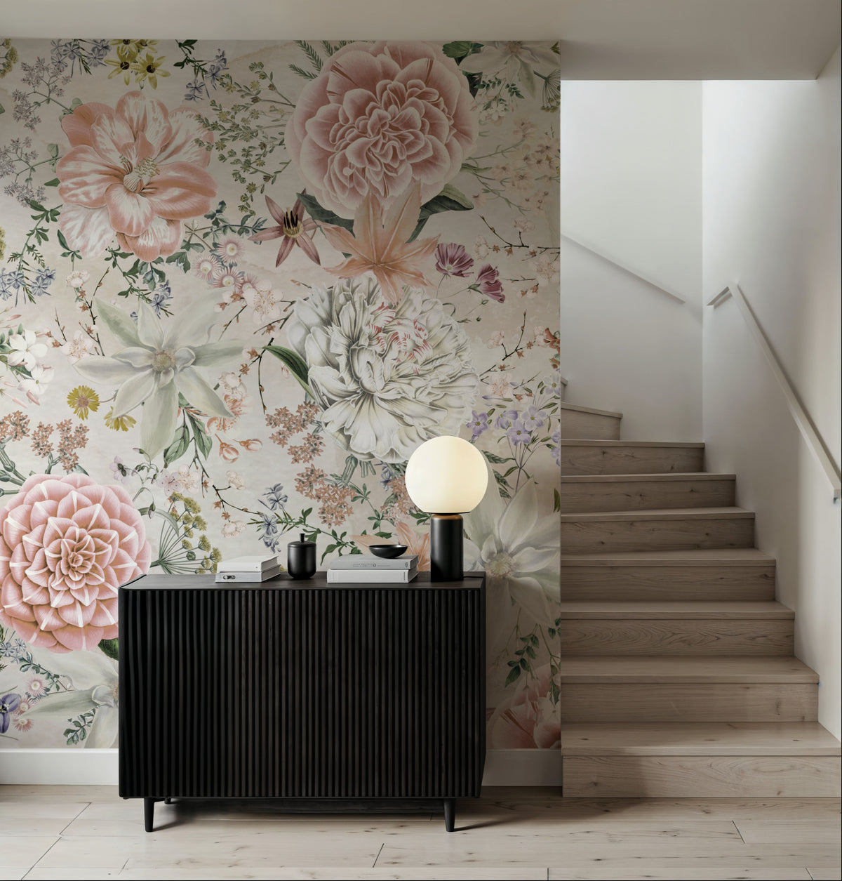 Flowers and Stripes Mural Wallpaper - room preview 03