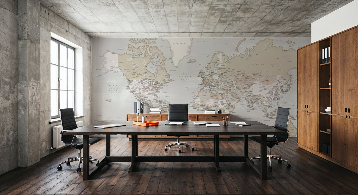 World Map Cities - Lucille Mural Wallpaper - room preview 03
