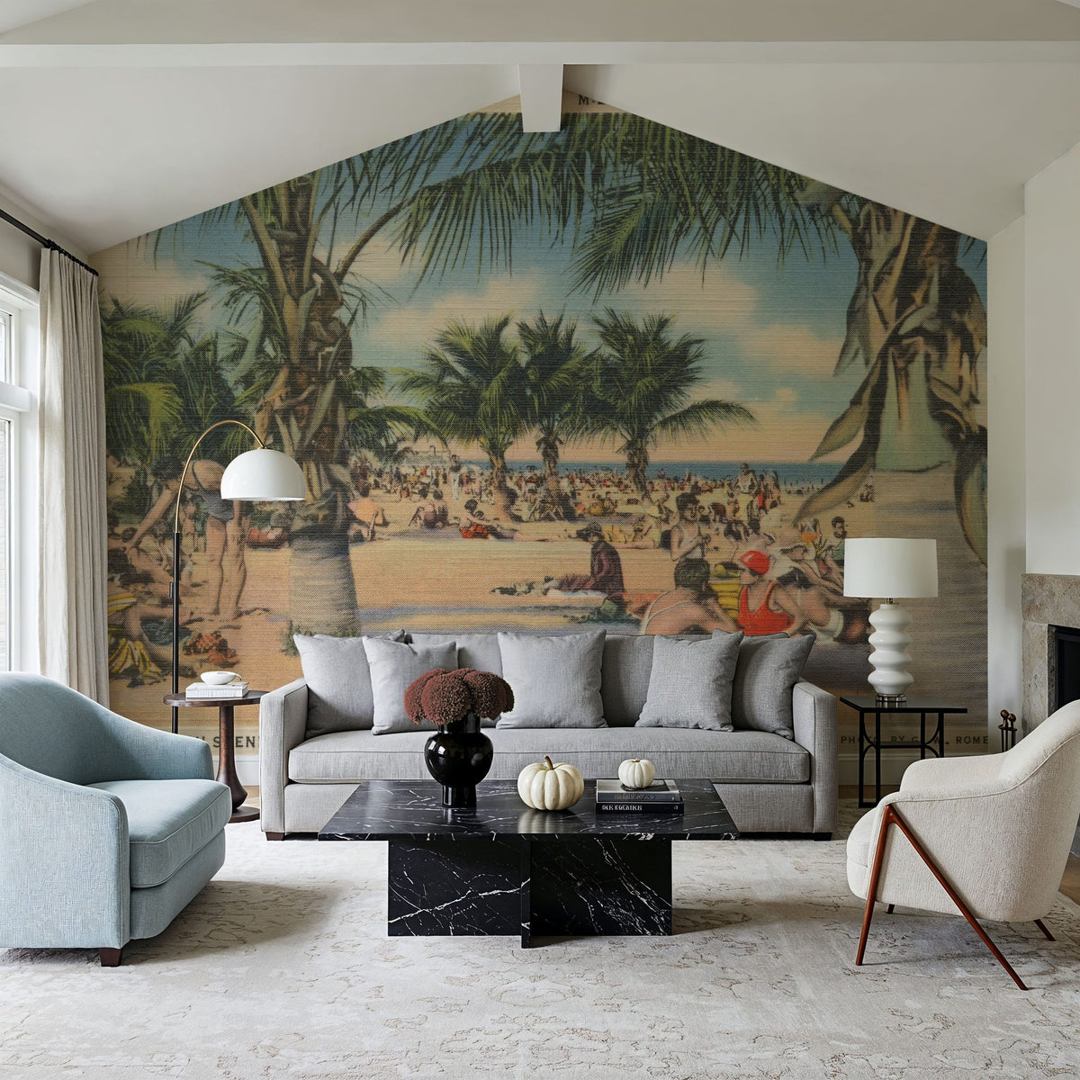 Miami Beach Postcard Mural Wallpaper - room preview 03