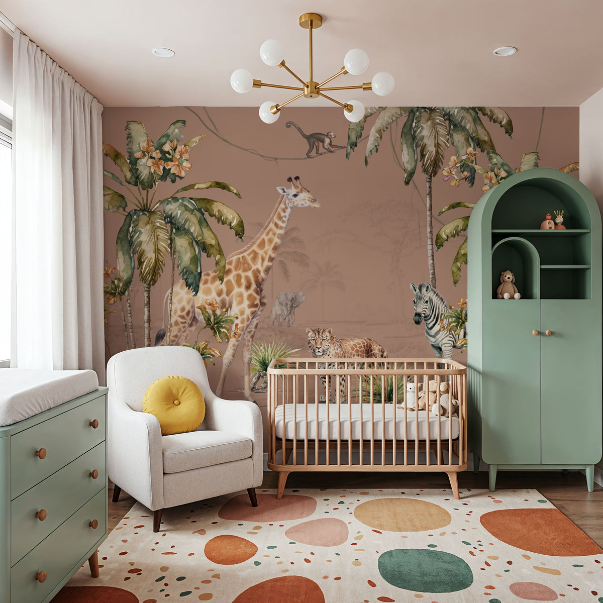 Whimsical Wildlife Blush Mural Wallpaper - room preview 03