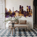 Kyiv Ukraine Skyline Purple & Gold Mural Wallpaper - room preview 03