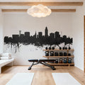 Lincoln Nebraska Skyline Black & White Mural Wallpaper - room preview 03