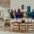Kingston Upon Thames England Skyline Blue & Bronze Mural Wallpaper - room preview 03