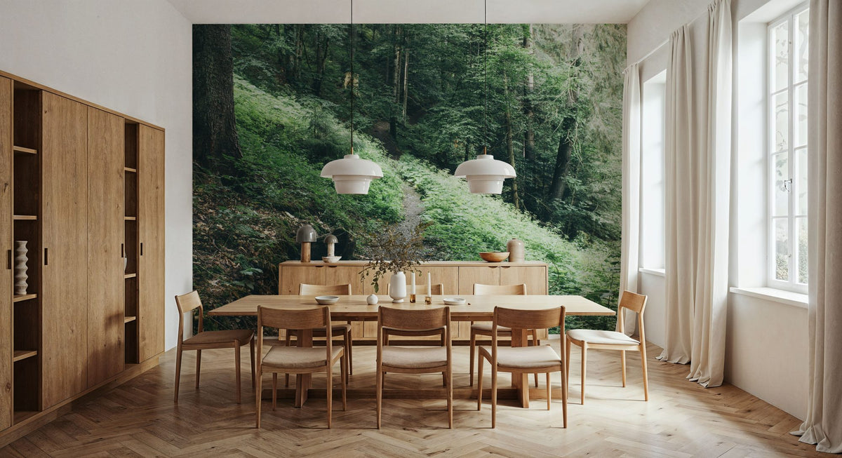 Forest Wallpaper Mural – Woodland Wall Mural – Dark Moody Forest wall measurement