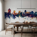 Salt Lake City Utah Skyline Blue & Bronze Mural Wallpaper - room preview 03