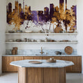 Johannesburg South Africa Skyline Purple & Gold Mural Wallpaper - room preview 03