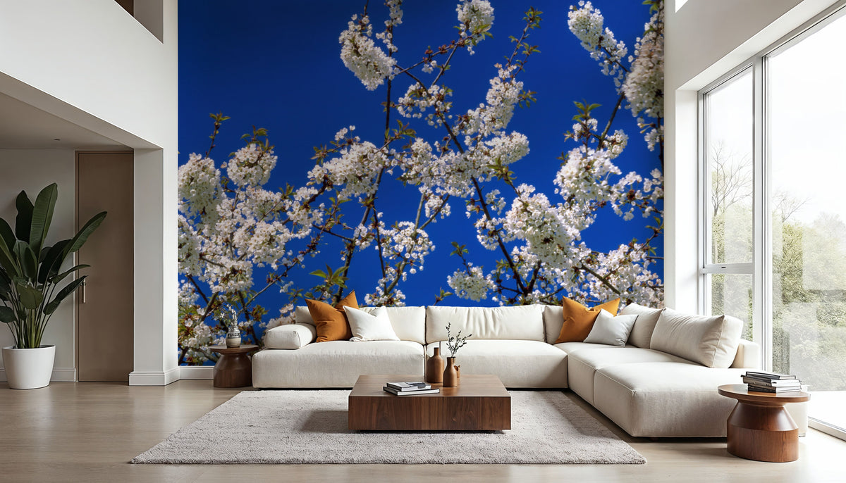 Azure Blossom Mural Wallpaper - room preview 03