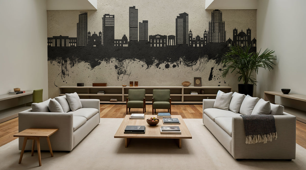 Tegucigalapa Honduras Skyline Concrete Mural Wallpaper - room preview 03