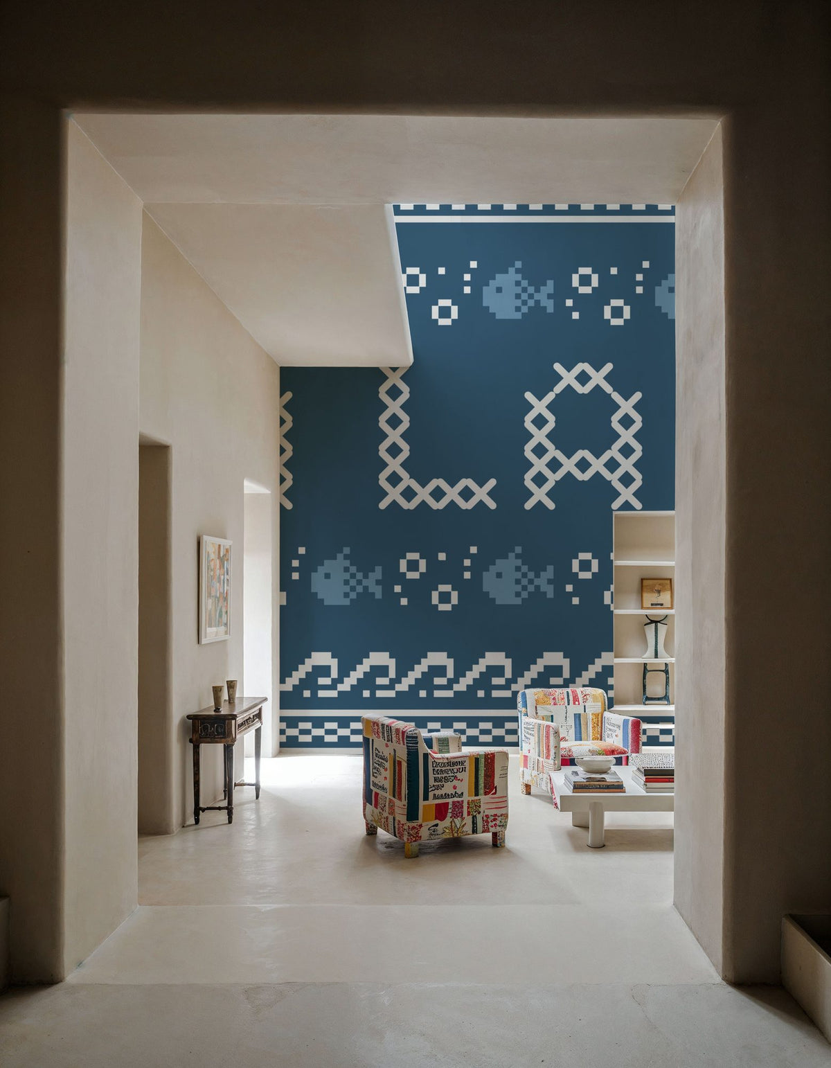 Coastal Cross Stitch II Mural Wallpaper - room preview 03