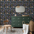 Forest Surprise, Navy Mural Wallpaper - room preview 03